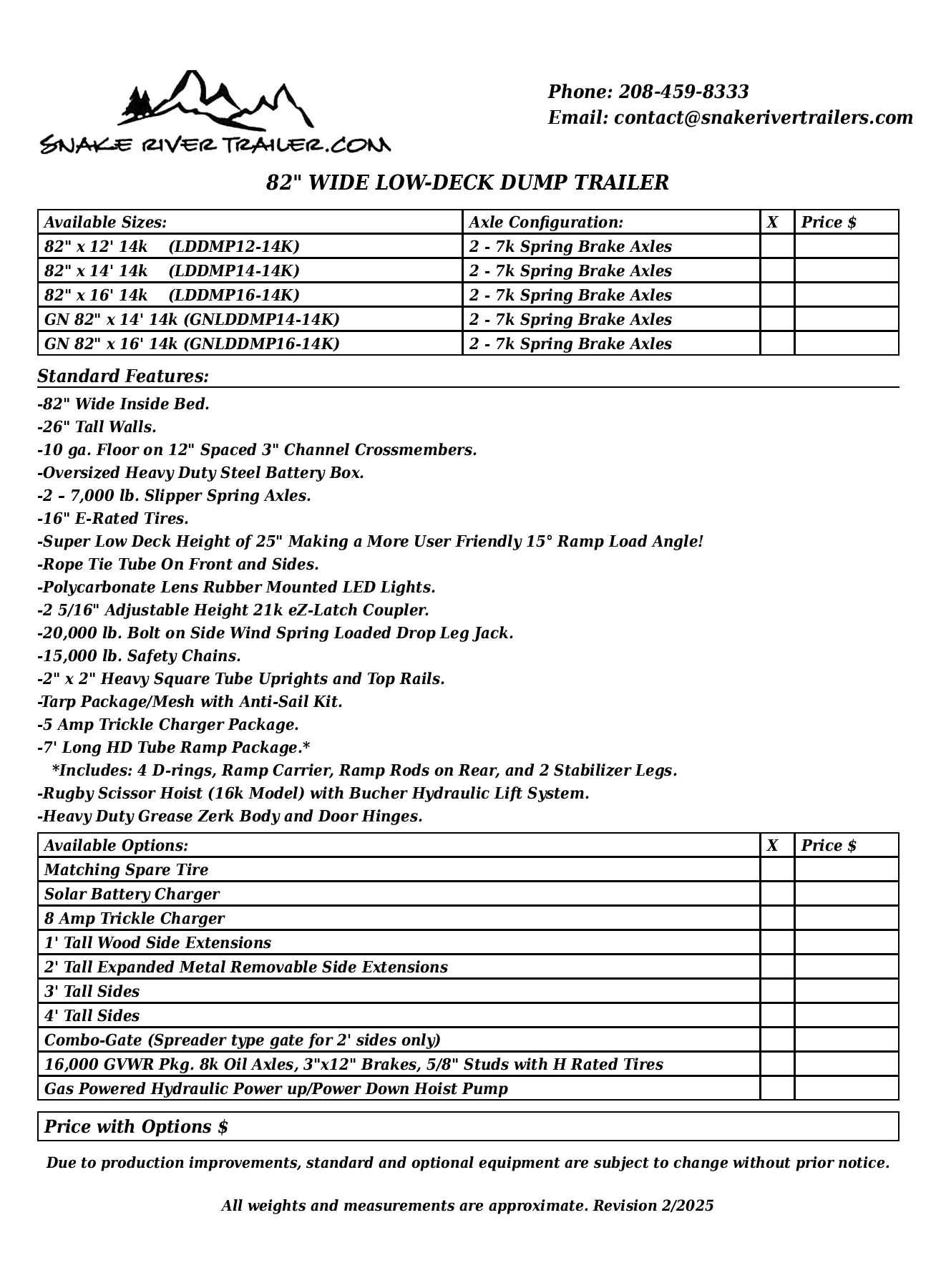 82" Wide Low Deck Dump Trailers Brochure